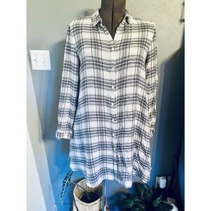 Ellison Womens Small Plaid Top Tunic Detailed Back small
